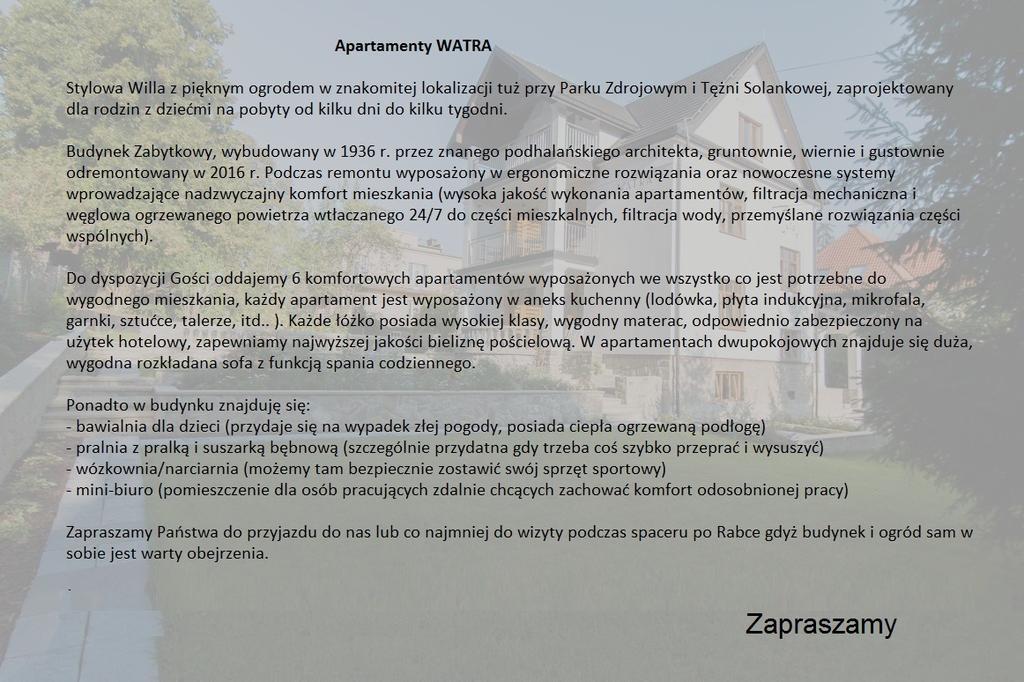 Apartamenty Watra Rabka-Zdrój Eksteriør bilde